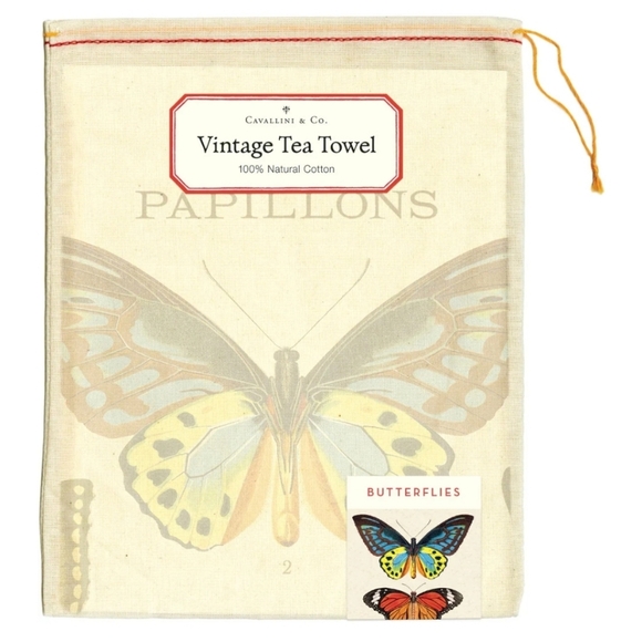 ❤️BUY 2 GET 1 FREE Cavallini & Co. Vintage Butterfly Butterflies Tea Towel - Picture 2 of 10